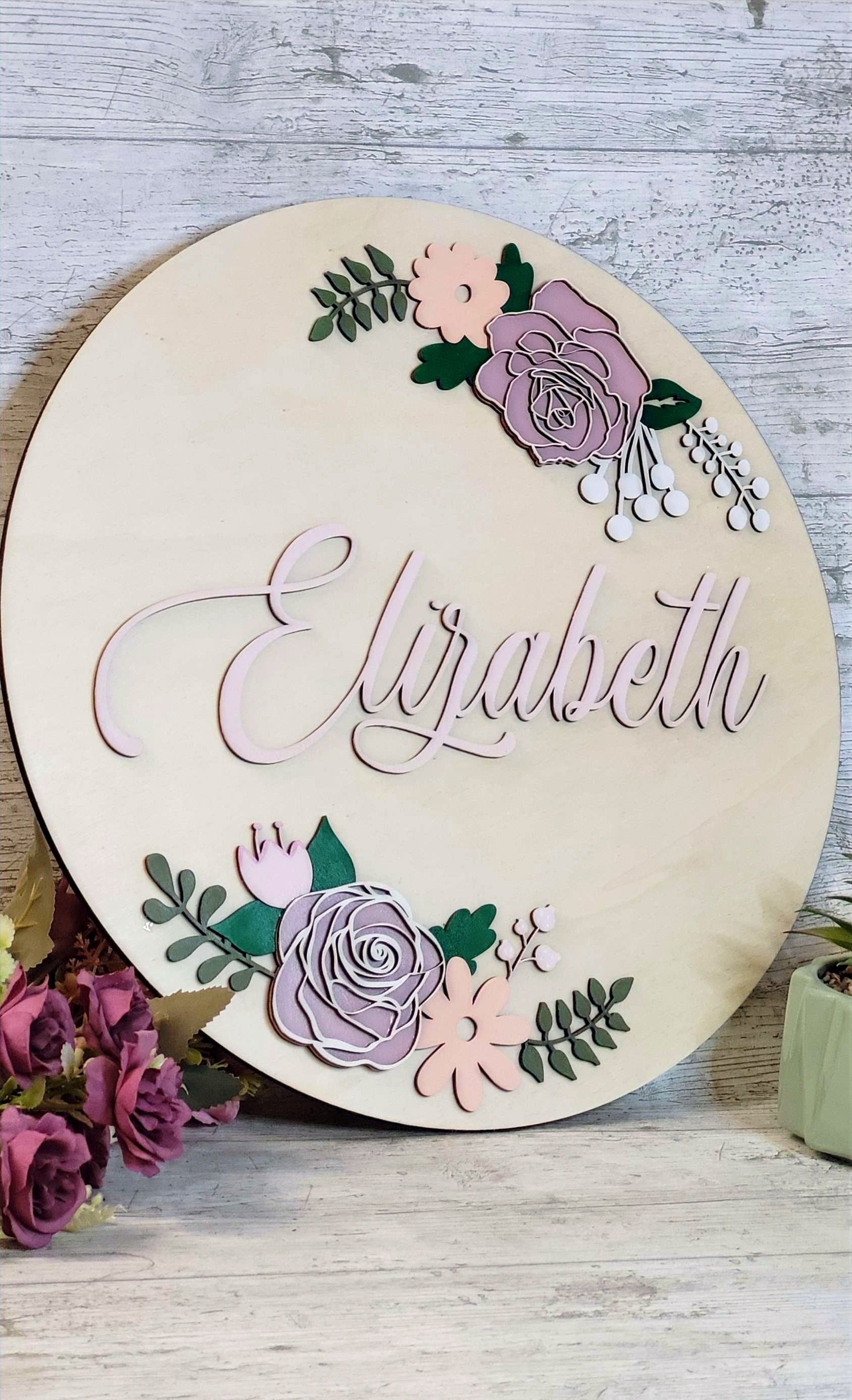 Personalised Flowers Nursery Name Plaque