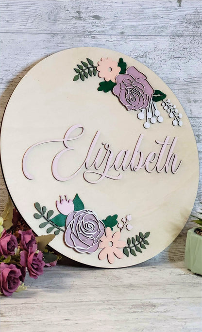 Personalised Flowers Nursery Name Plaque
