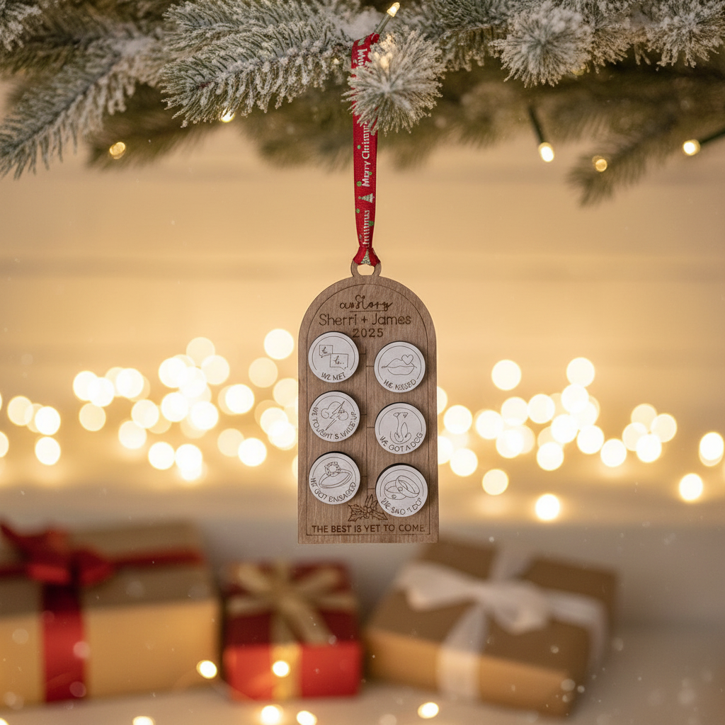 Personalised "Our Story" Wooden Milestone Ornament