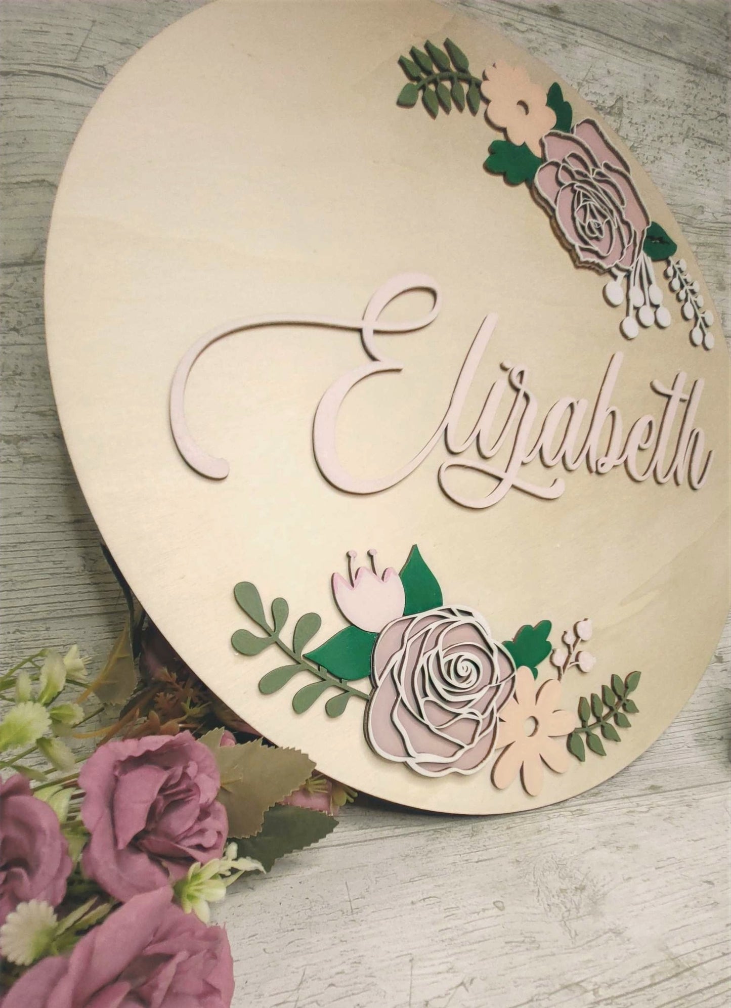 Personalised Flowers Nursery Name Plaque