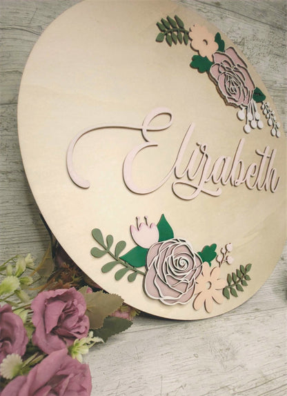 Personalised Flowers Nursery Name Plaque