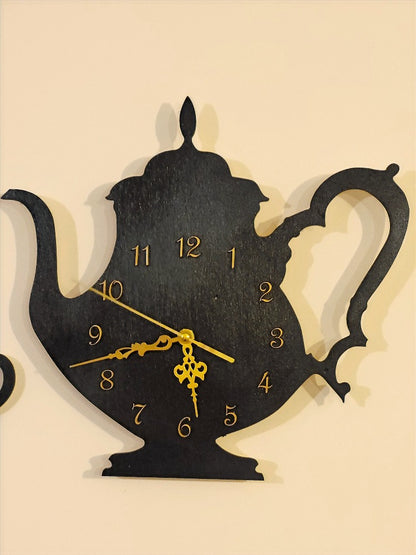 Wall kitchen clock "Floral kettle and cup"