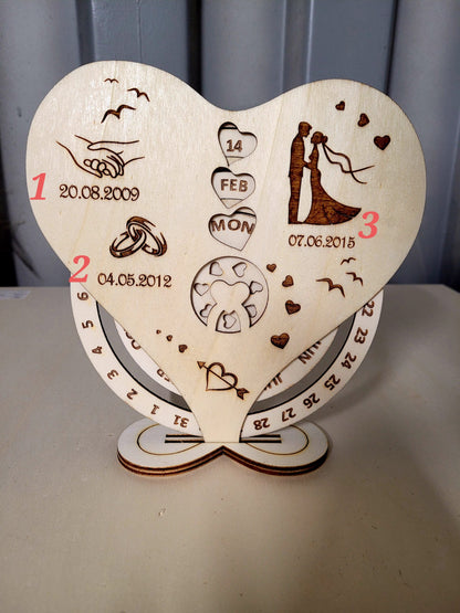 Personalised Perpetual Calendar, Valentine's Day
