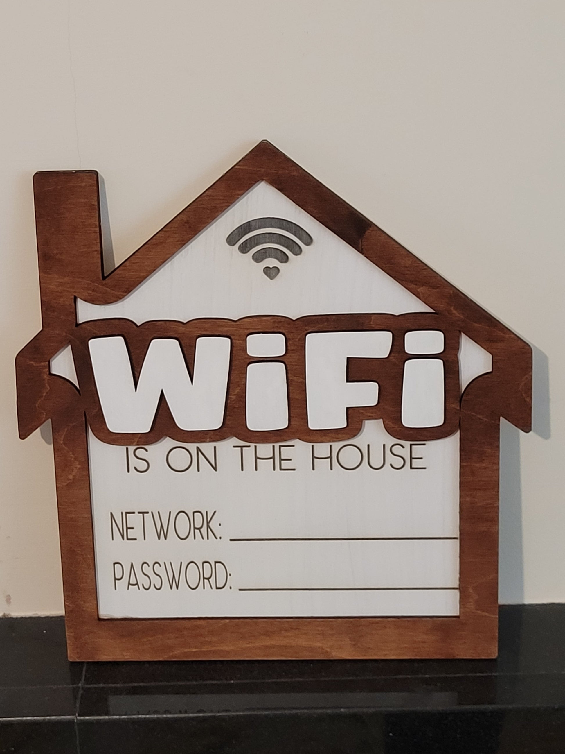 Wooden Wifi network sign, Wall decor