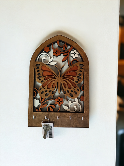 Butterfly Arch Wooden Key Holder