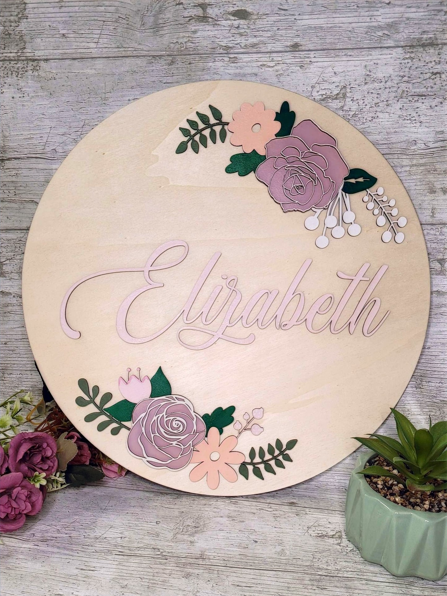 Personalised Flowers Nursery Name Plaque