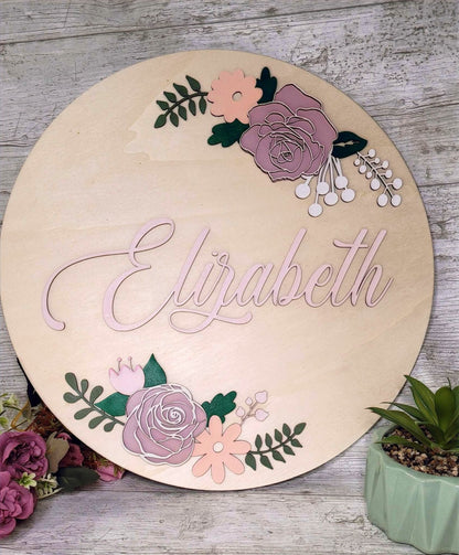 Personalised Flowers Nursery Name Plaque