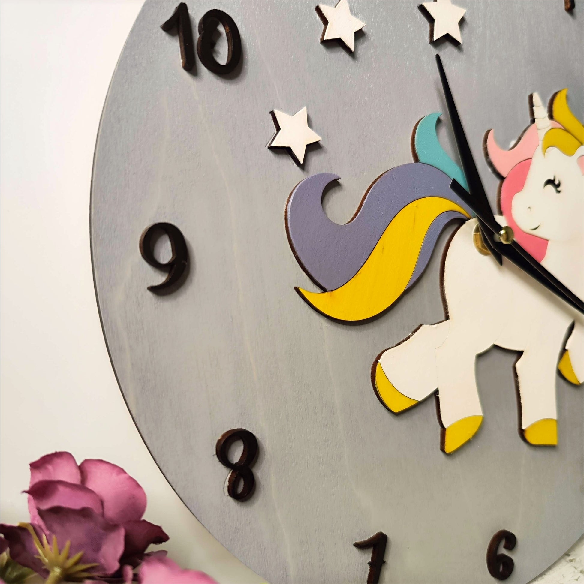 Kids Wooden Wall Clock "Unicorn"