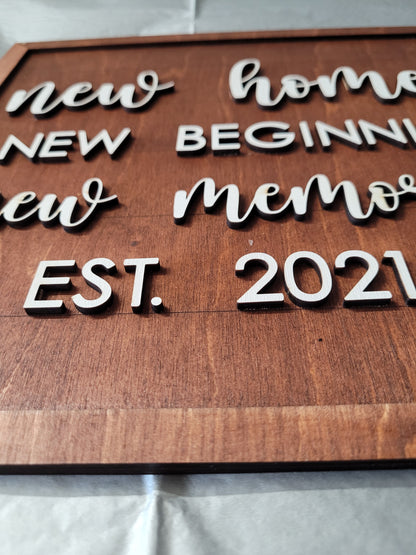 Wooden New Home Sign