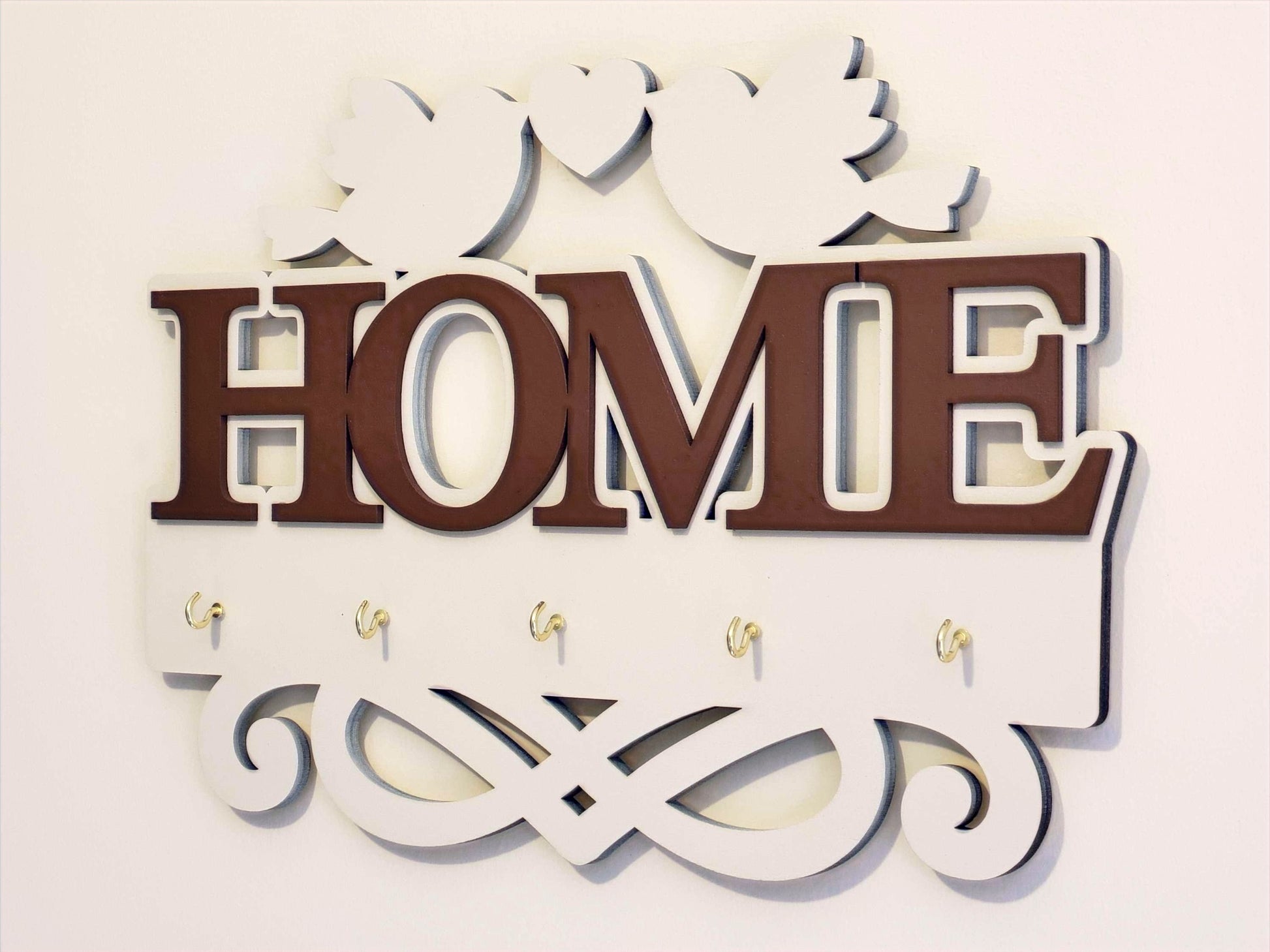 Wooden Wall Key holder "Home"