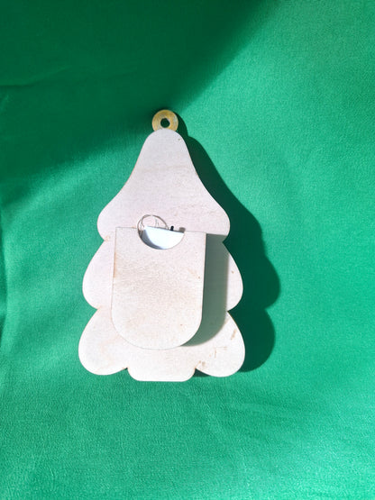 Personalised Wooden Family Christmas Tree Ornament with Fairy Lights