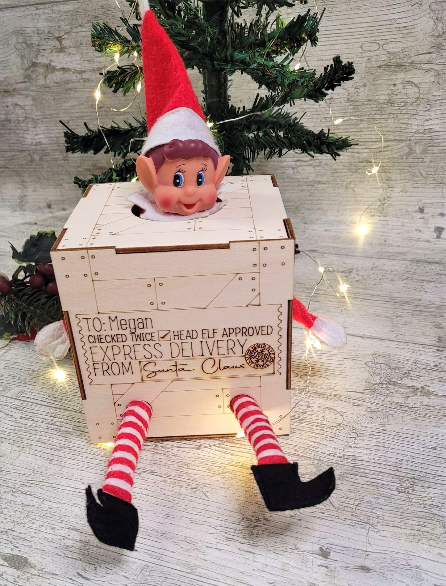 Elf Doll Personalised Arrival Box Crate (fit up to 4 elves)