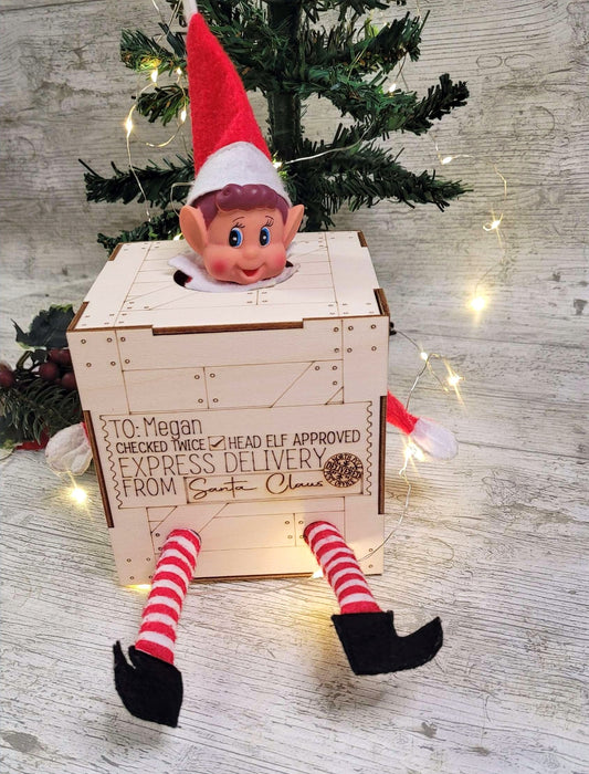 Elf Doll Personalised Arrival Box Crate (fit up to 4 elves)
