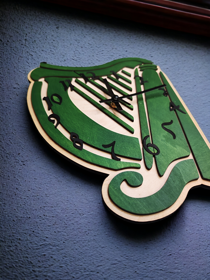 Wooden wall clock "Irish Harp"