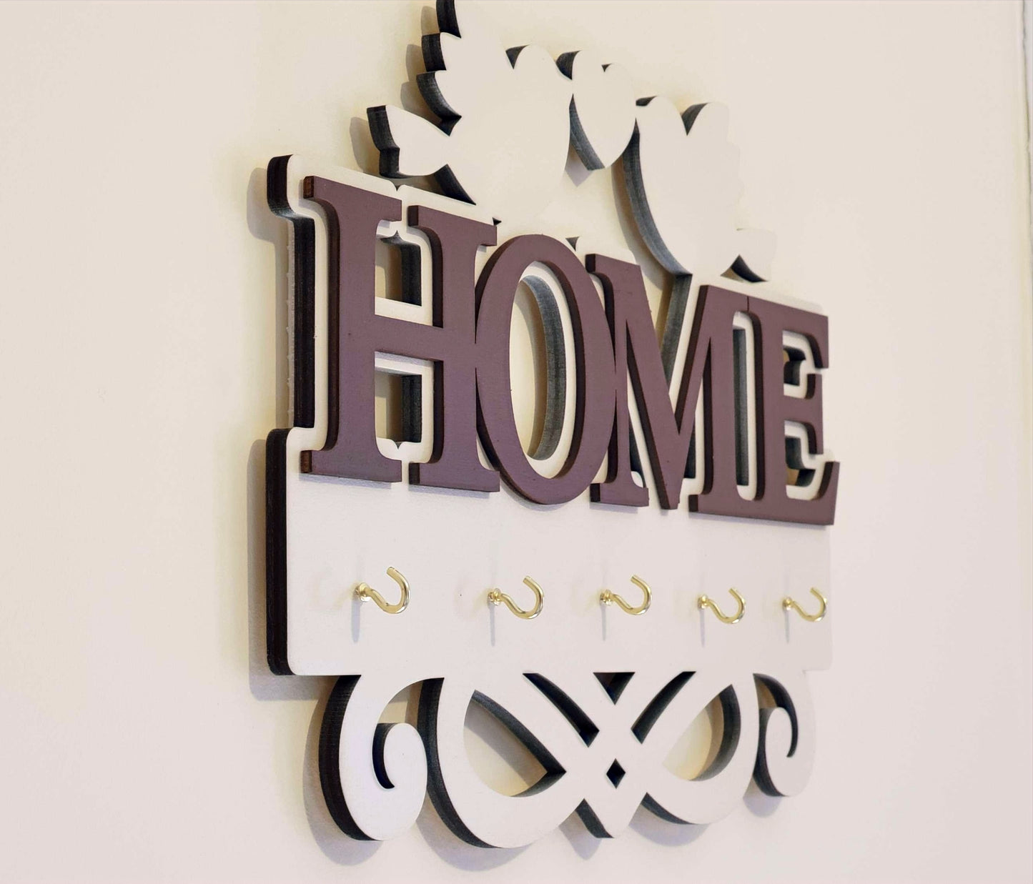 Wooden Wall Key holder "Home"