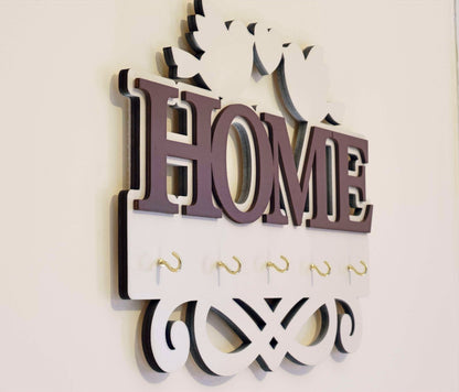 Wooden Wall Key holder "Home"