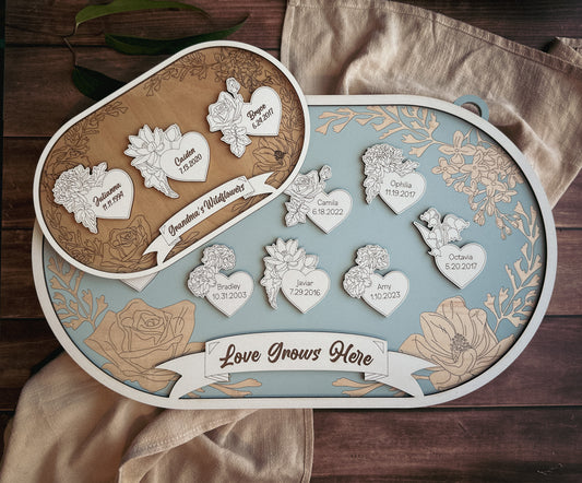 Birth Month Flower Family Signs / Ornament, Family Tree