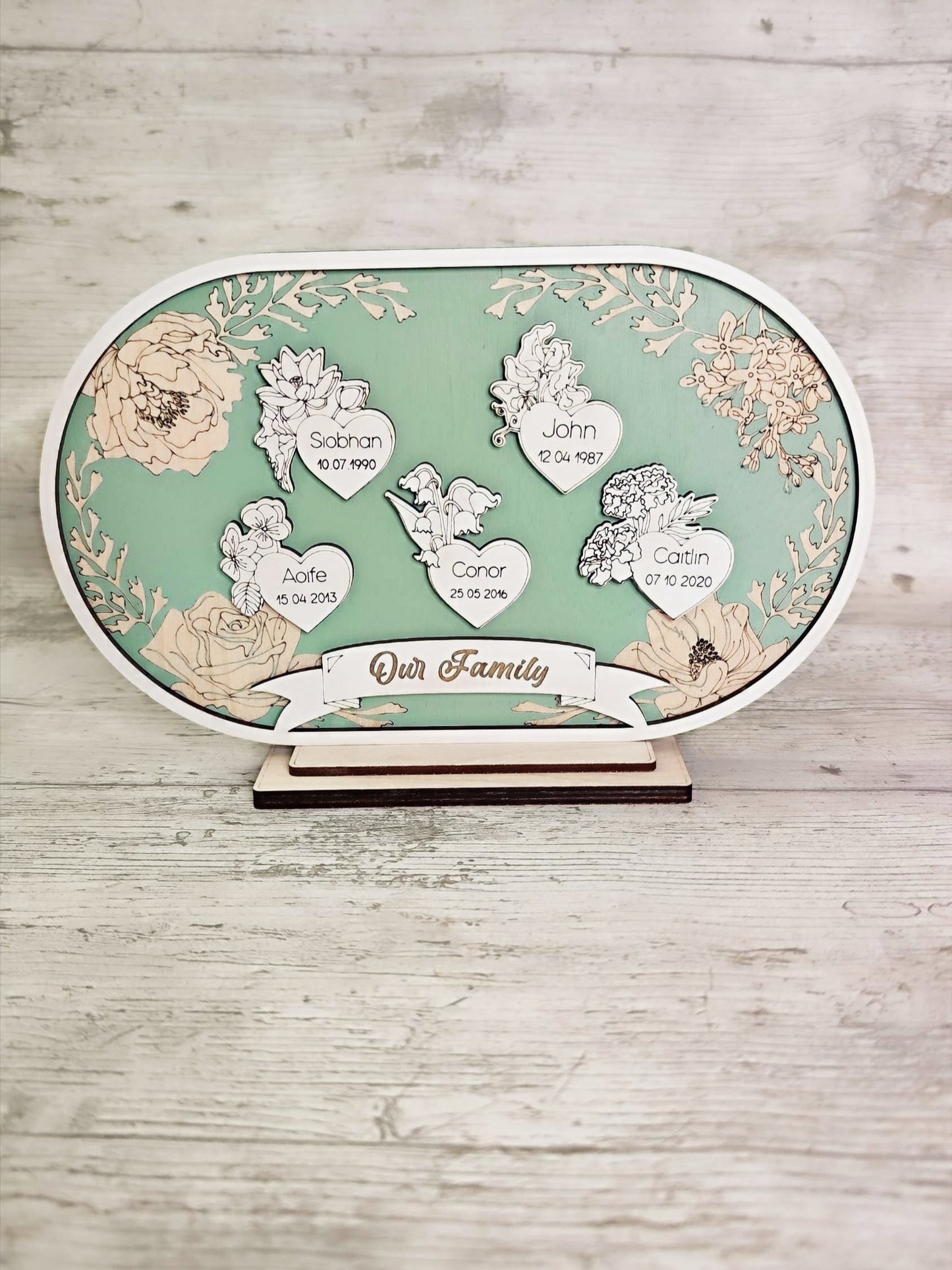 Birth Month Flower Family Signs / Ornament, Family Tree