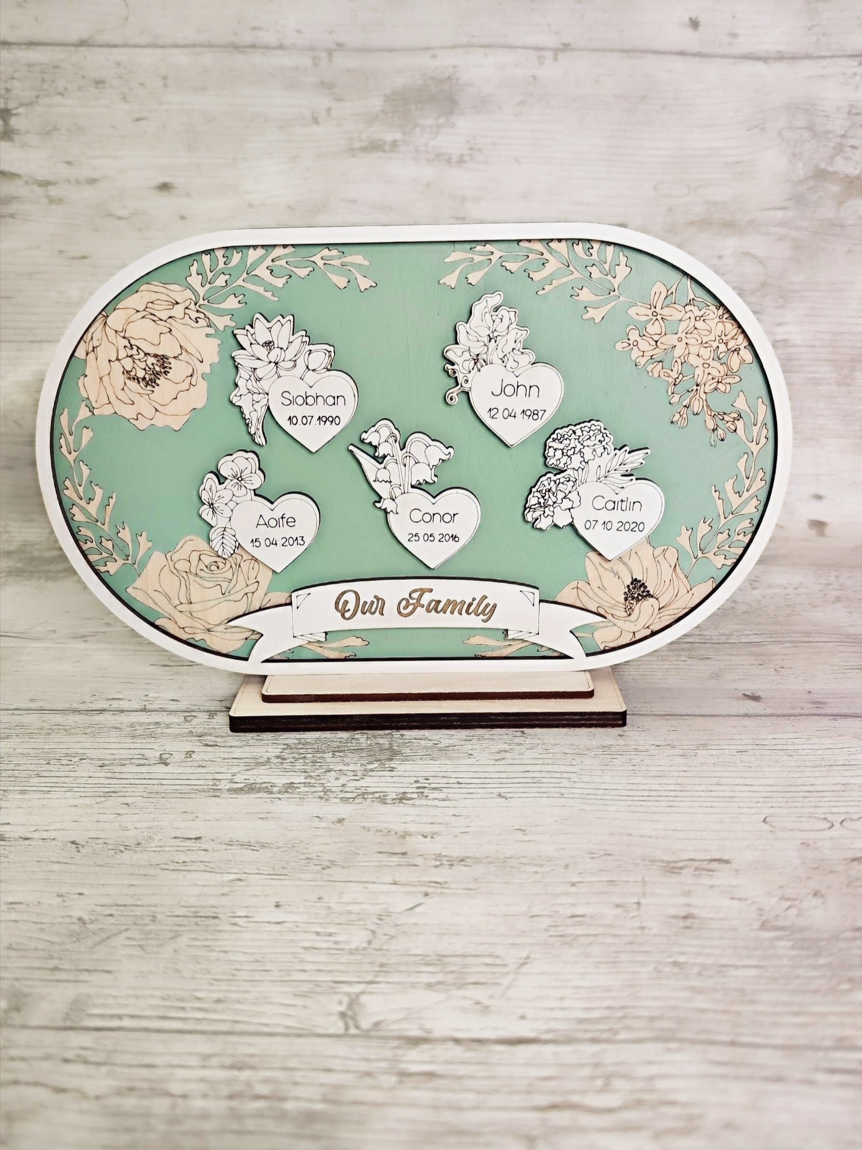 Birth Month Flower Family Signs / Ornament, Family Tree