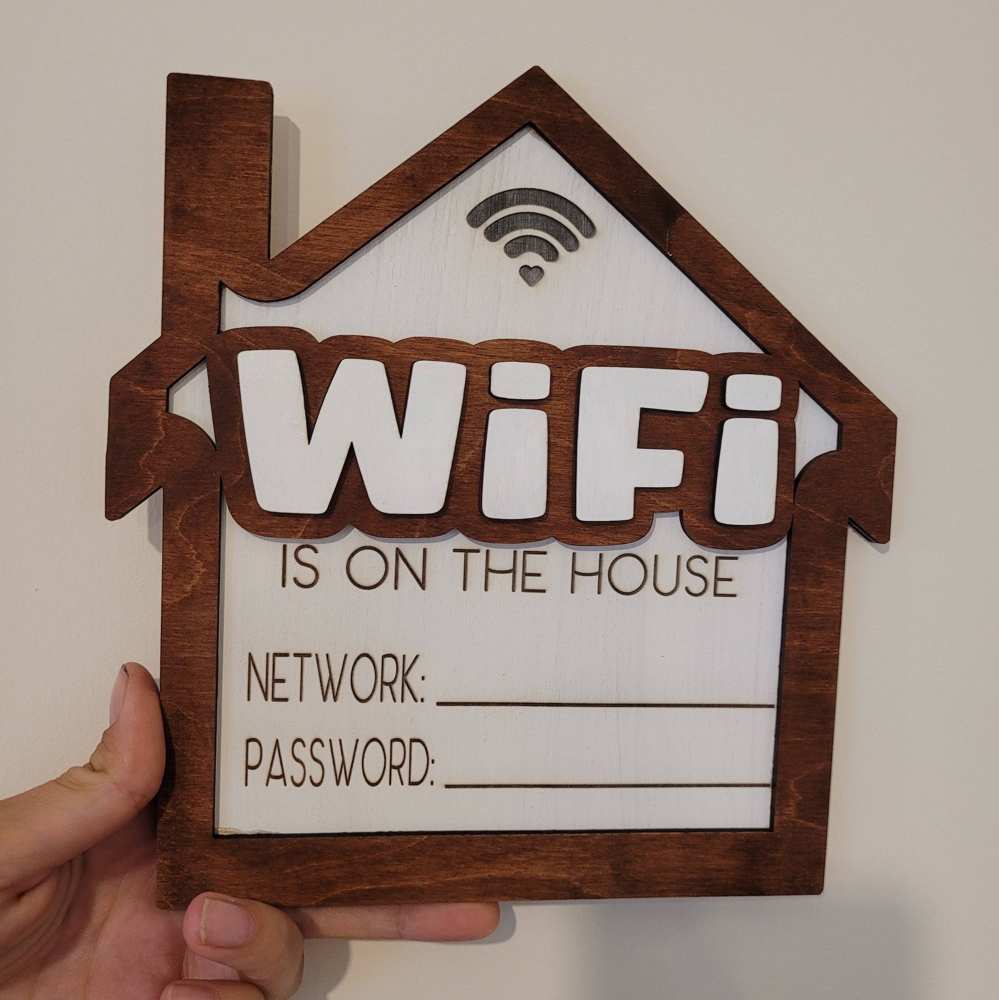 Wooden Wifi network sign, Wall decor
