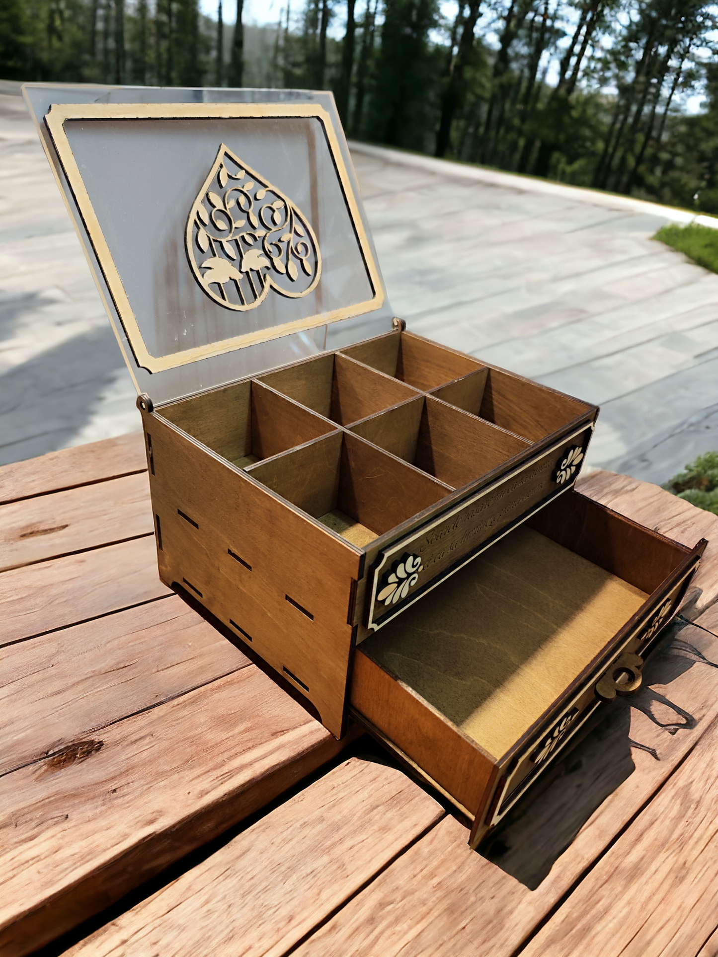 Wooden Jewelry Box with drawer