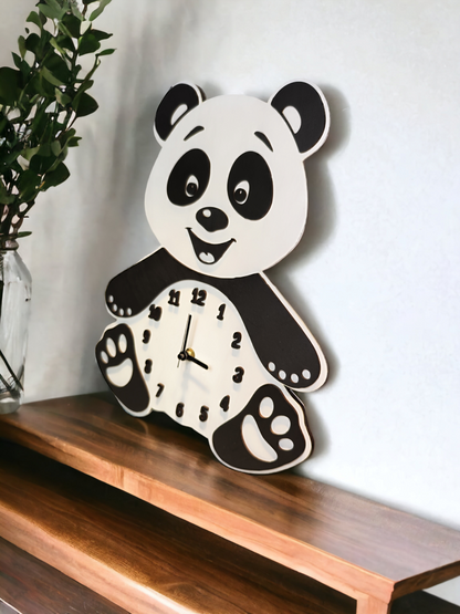 Kids Wooden Wall Clock "Panda"
