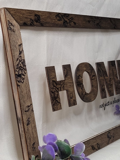 Home Quote Frame, Wild Flower designs, New Home gift