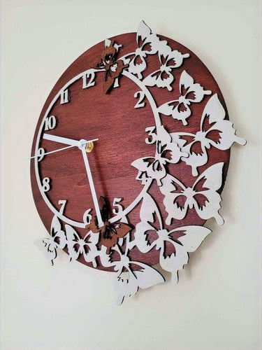 Handmade Wooden butterfly clock, Wall Decor | Laser by D.A.M.
