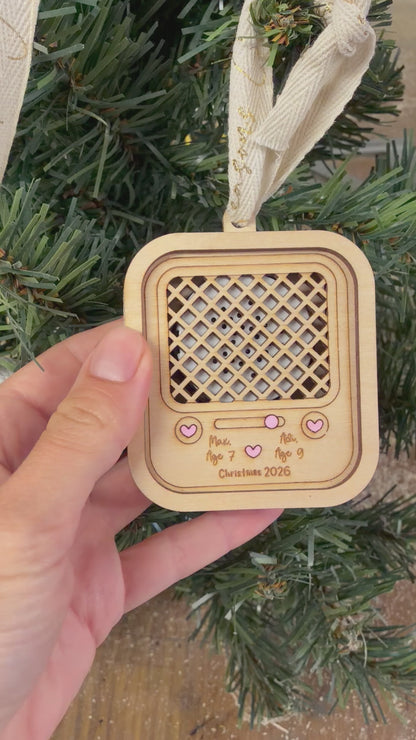 Personalised Vintage Radio Voice Recording Christmas Ornament