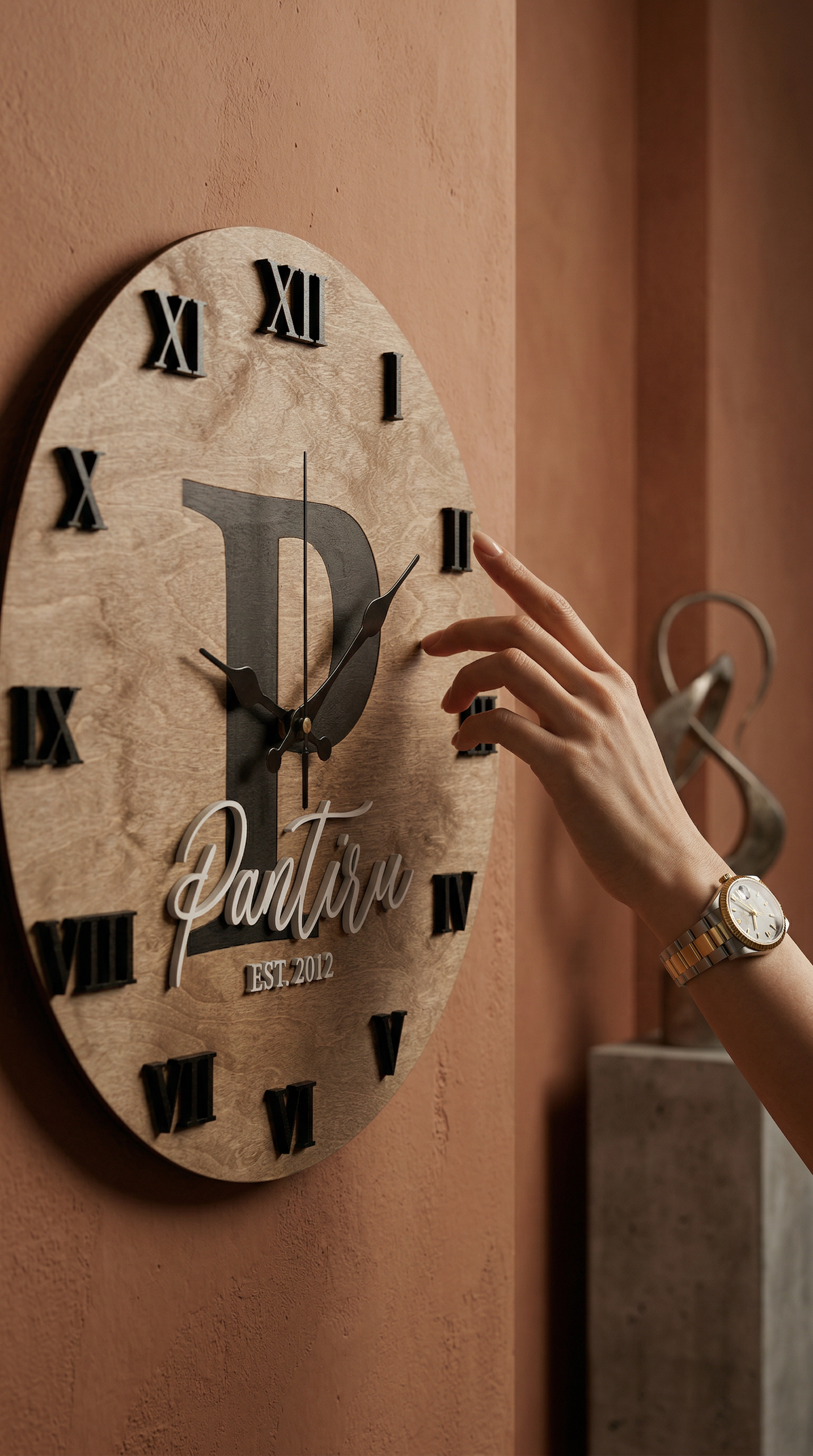 Personalised Wooden Wall Clock with Name | Custom Family Clock Handmade