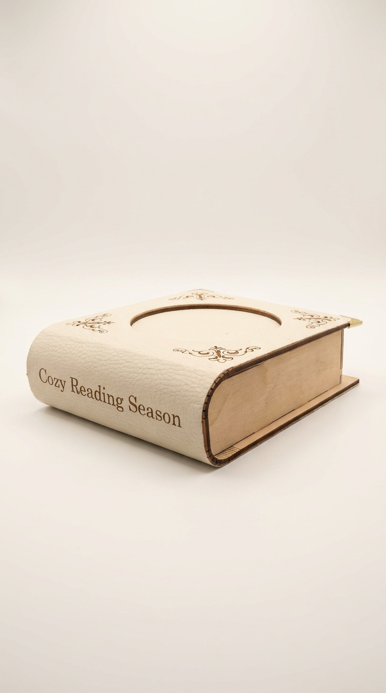 Wooden Book Coaster with Leatherette Cover