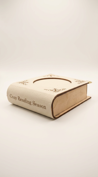 Wooden Book Coaster with Leatherette Cover