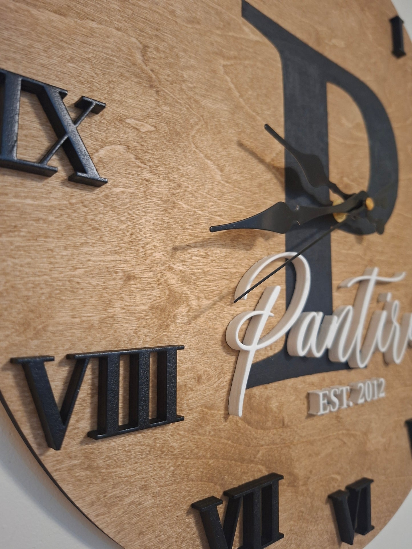 Personalised Wooden Wall Clock with Name | Custom Family Clock Handmade